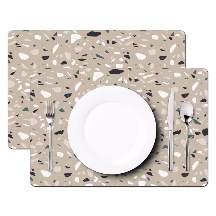 Placemat - 6 stuks - Terrazzo - Patroon - Groen — 2