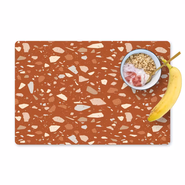 Placemat - 6 stuks - Terrazzo - Patroon - Klei — 1