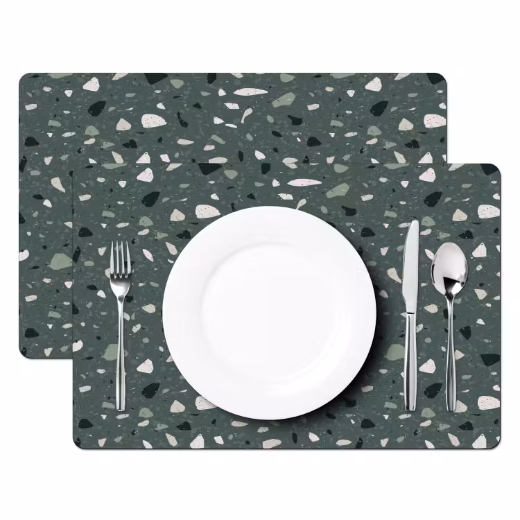 Placemat - 6 stuks - Terrazzo - Patroon - Kleurrijk - Groen — 2