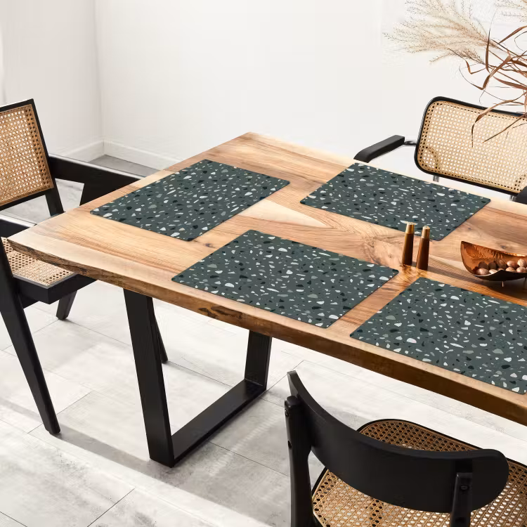 Placemat - 6 stuks - Terrazzo - Patroon - Kleurrijk - Groen — 5