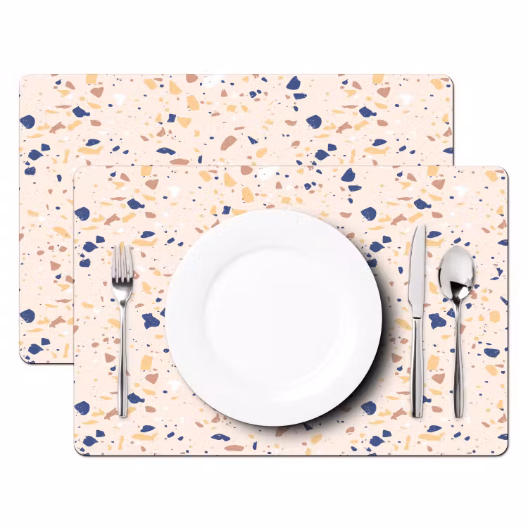 Placemat - 6 stuks - Terrazzo - Patroon - Kleurrijk - Indigo — 2