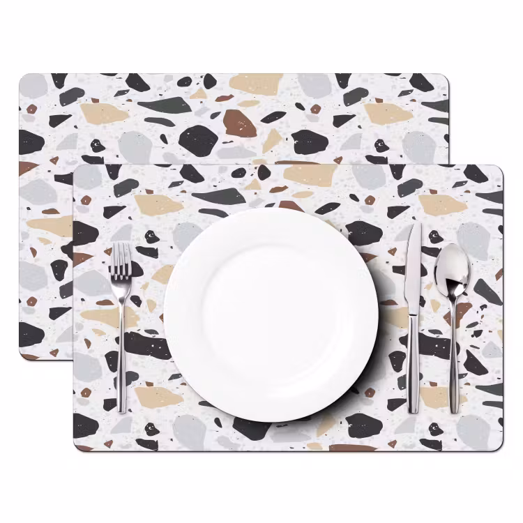 Placemat - 6 stuks - Terrazzo - Patroon - Kleurrijk - Klei — 2