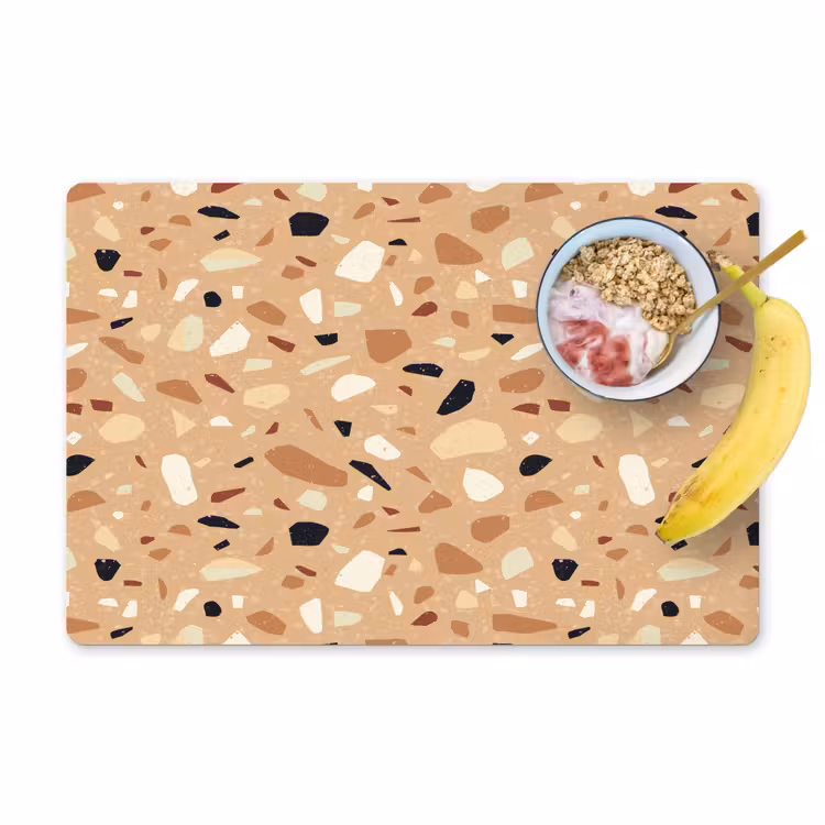 Placemat - 6 stuks - Terrazzo - Patroon - Kleurrijk - Oranje — 1