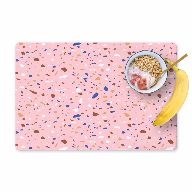 Placemat - 6 stuks - Terrazzo - Patroon - Kleurrijk - Roze — 1