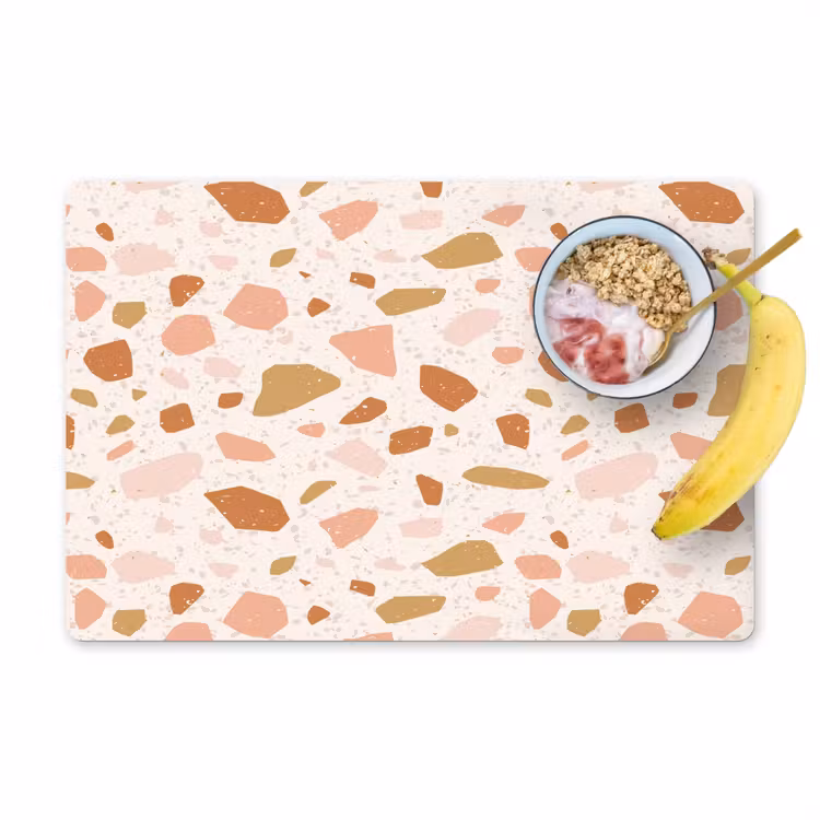 Placemat - 6 stuks - Terrazzo - Patroon - Kleurrijk - Zalm — 1
