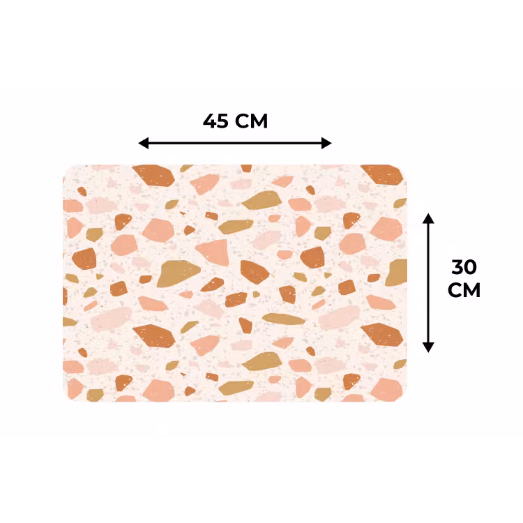 Placemat - 6 stuks - Terrazzo - Patroon - Kleurrijk - Zalm — 3