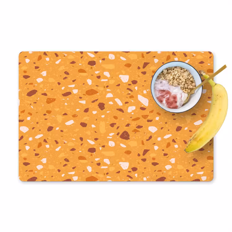 Placemat - 6 stuks - Terrazzo - Patroon - Okergeel — 1