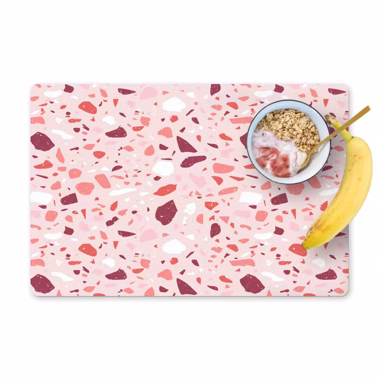 Placemat - 6 stuks - Terrazzo - Patroon - Roze — 1
