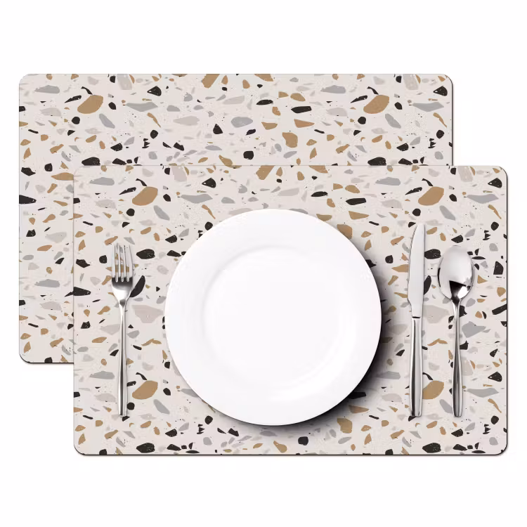 Placemat - 6 stuks - Terrazzo - Patroon - Staal — 2