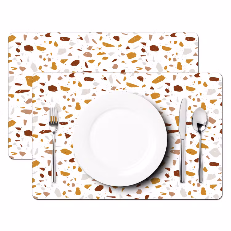 Placemat - 6 stuks - Terrazzo - Patroon - Wit - Urban — 2