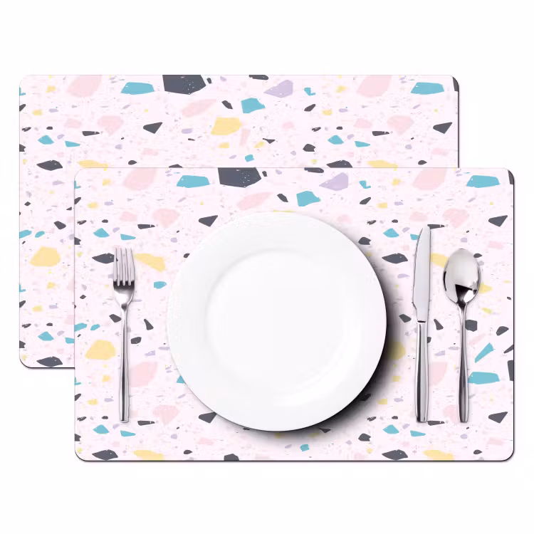 Placemat - 6 stuks - Terrazzo - Patroon - Zacht - Snoep — 2