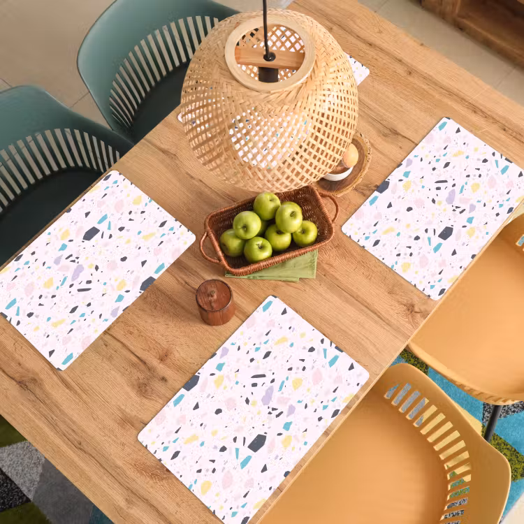 Placemat - 6 stuks - Terrazzo - Patroon - Zacht - Snoep — 6