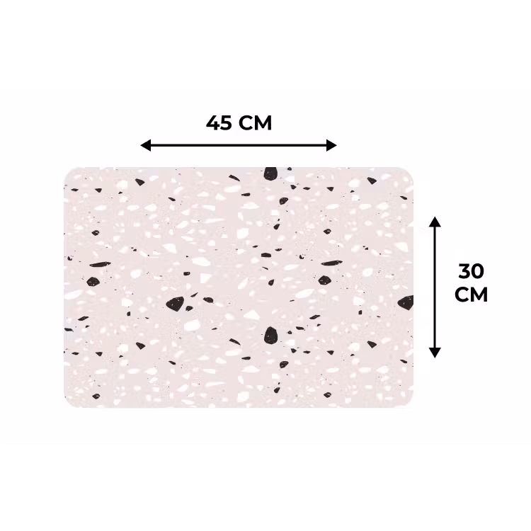 Placemat - 6 stuks - Terrazzo - Patroon - Zacht - Zwart - Wit — 3