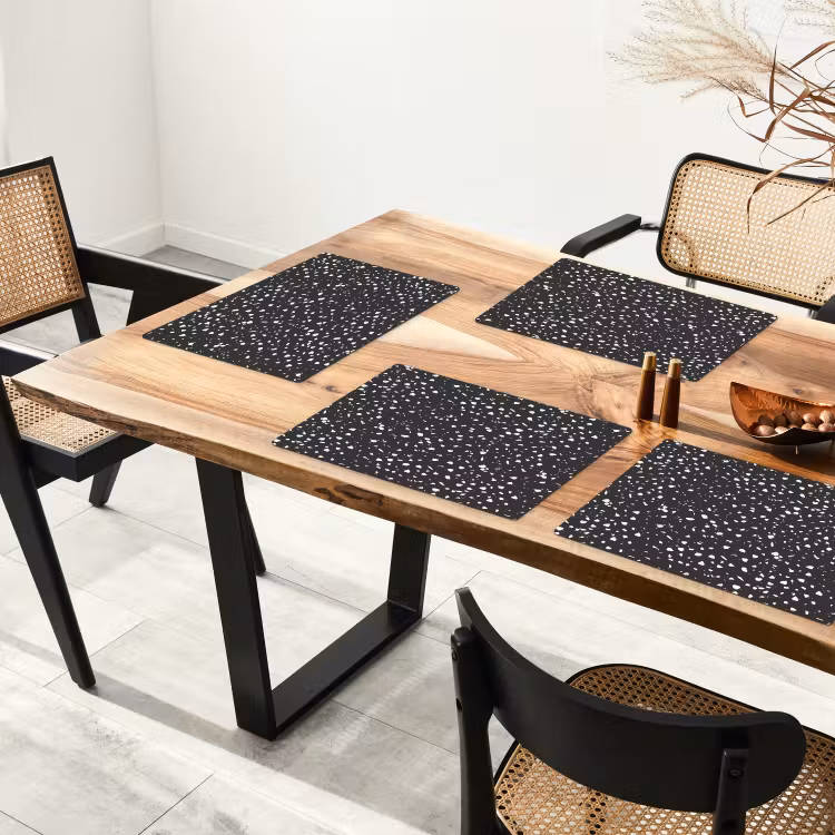 Placemat - 6 stuks - Terrazzo - Patroon - Zwart - Wit — 5