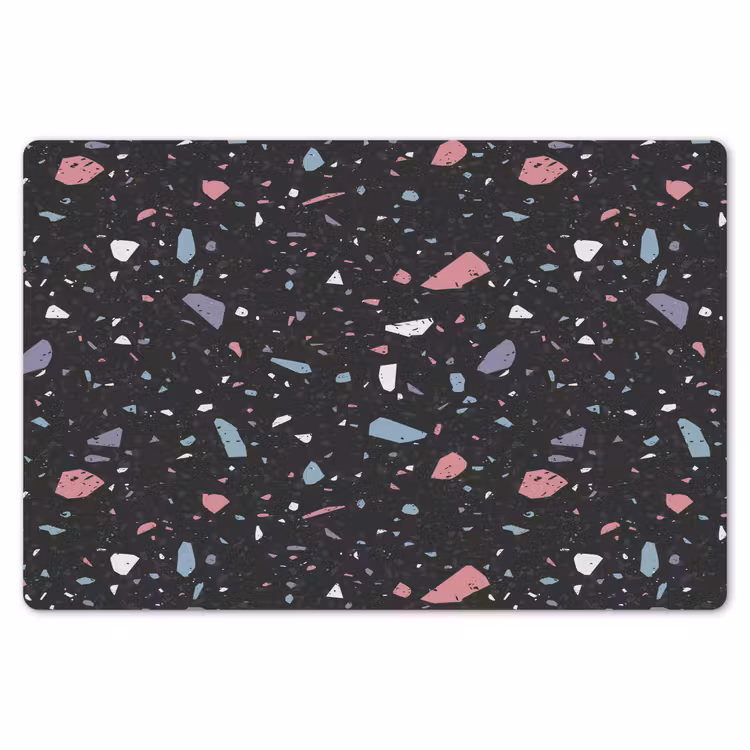 Placemat - 6 stuks - Terrazzo - Patroon - Zwart - Zacht — 7