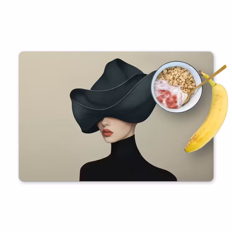 Placemat - 6 stuks - Vrouw - Groen - Hoed — 1