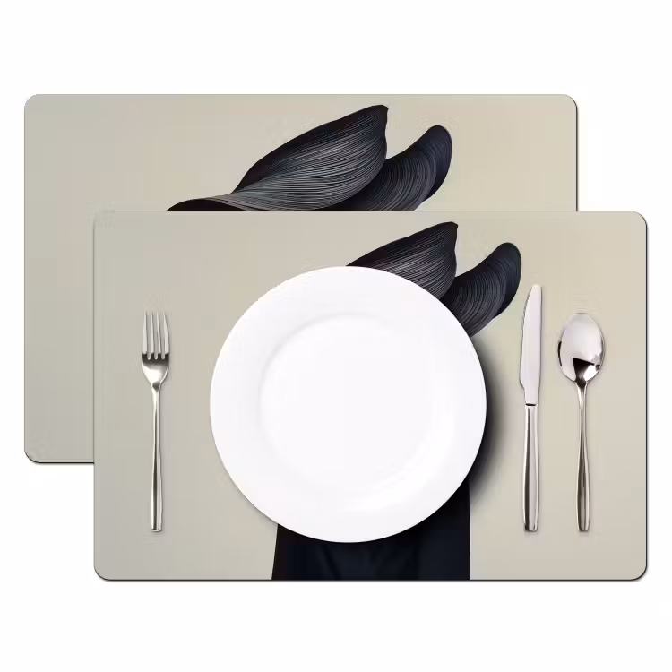 Placemat - 6 stuks - Zwart - Vrouw - Hoed — 2