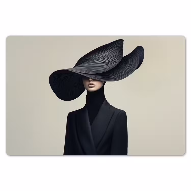 Placemat - 6 stuks - Zwart - Vrouw - Hoed — 7