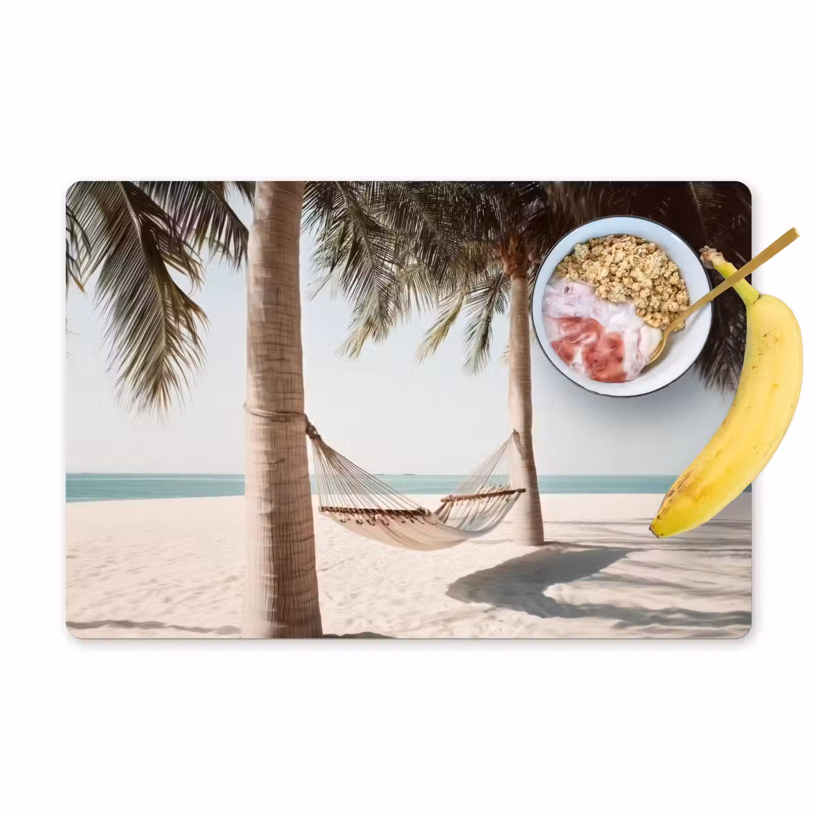 Placemat - 6 stuks - Hangmat - Palmbomen - Strand - Zee — 1