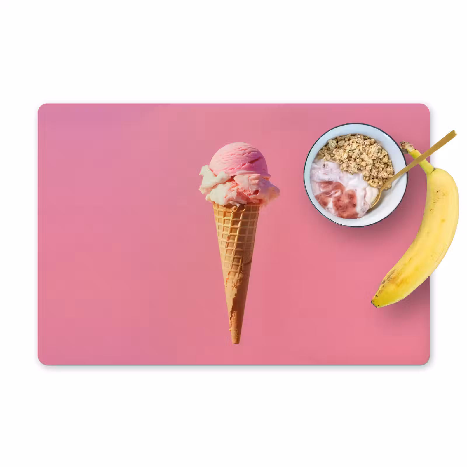 Placemat - 6 stuks - Hoorntje - Schepijs - Roze — 1