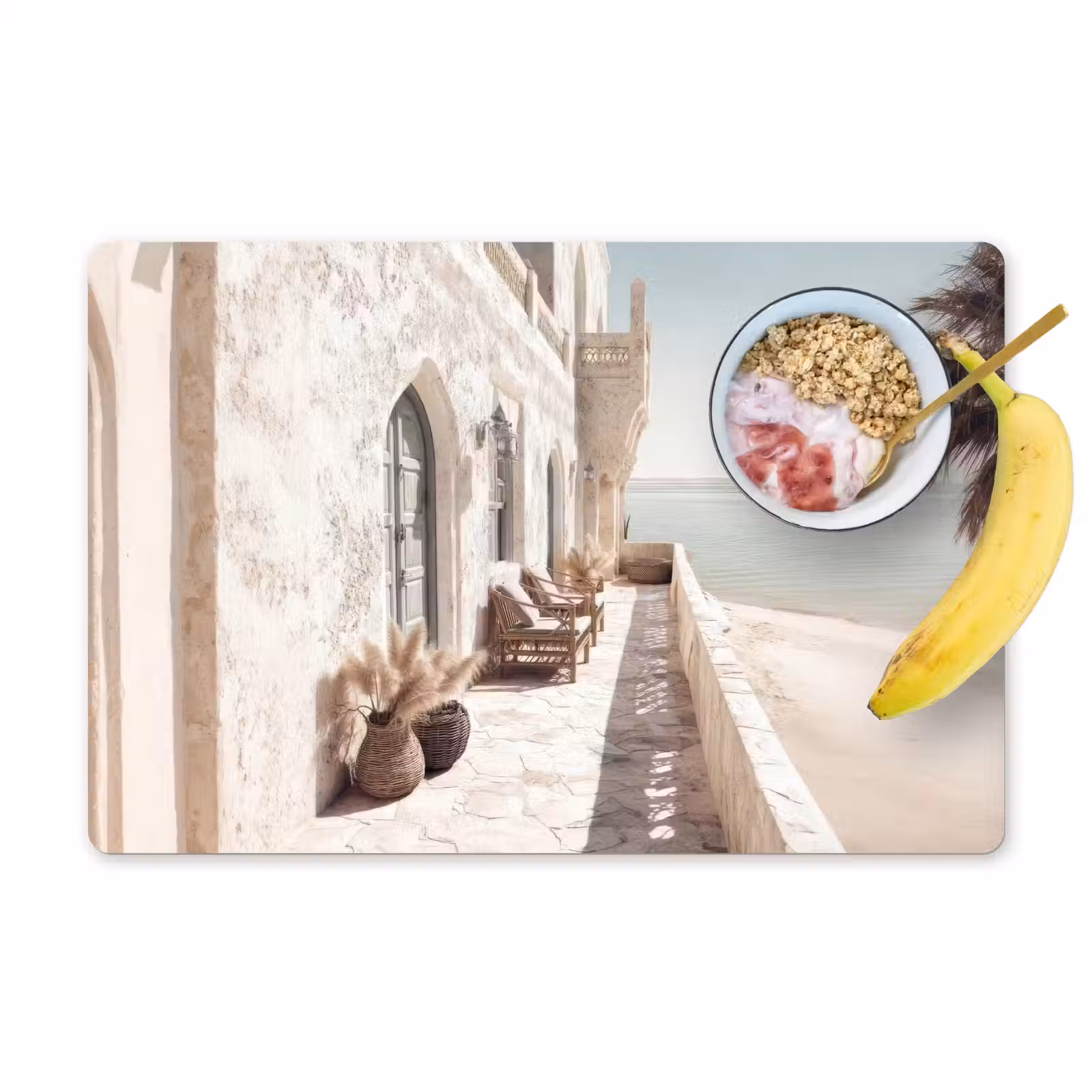 Placemat - 6 stuks - Terras - Stoelen - Strand - Beige — 1