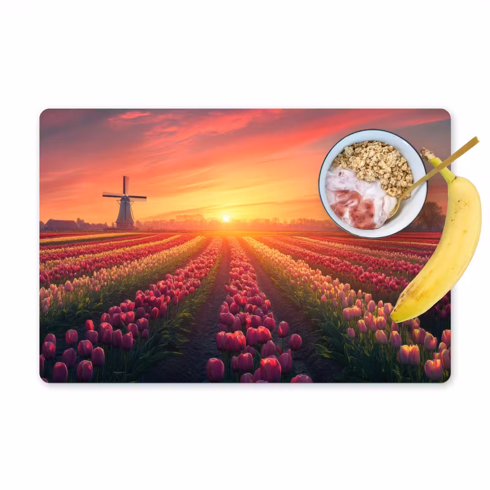 Placemat - 6 stuks - Windmolen - Zonsondergang - Landschap — 1