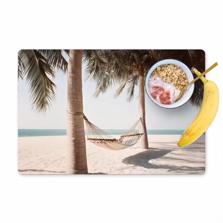 Placemat - 6 stuks - Hangmat - Palmbomen - Strand - Zee — 1