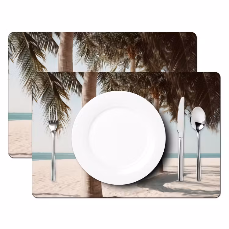Placemat - 6 stuks - Hangmat - Palmbomen - Strand - Zee — 2