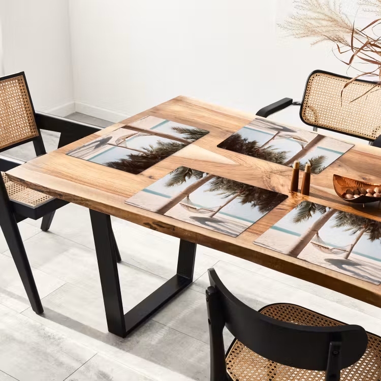 Placemat - 6 stuks - Hangmat - Palmbomen - Strand - Zee — 5
