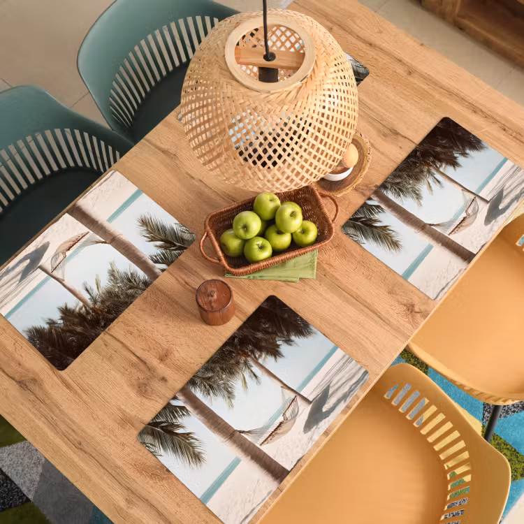 Placemat - 6 stuks - Hangmat - Palmbomen - Strand - Zee — 6