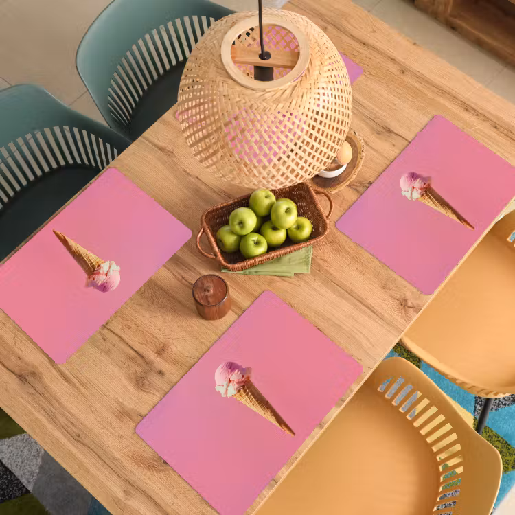 Placemat - 6 stuks - Hoorntje - Schepijs - Roze — 6