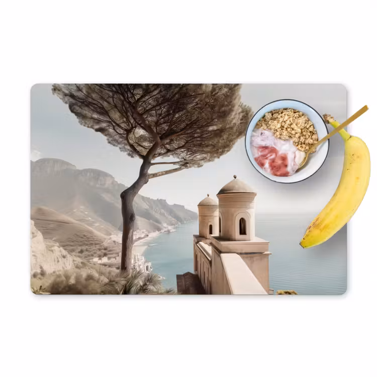 Placemat - 6 stuks - Kust - Klif - Boom - Gebouw — 1