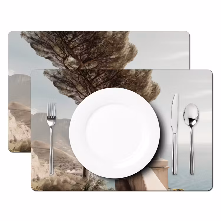 Placemat - 6 stuks - Kust - Klif - Boom - Gebouw — 2