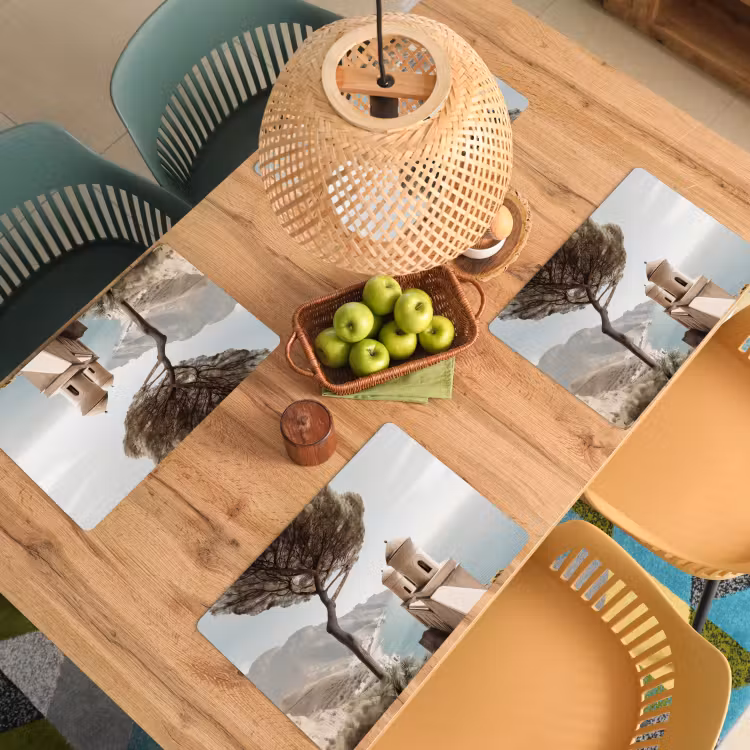 Placemat - 6 stuks - Kust - Klif - Boom - Gebouw — 6