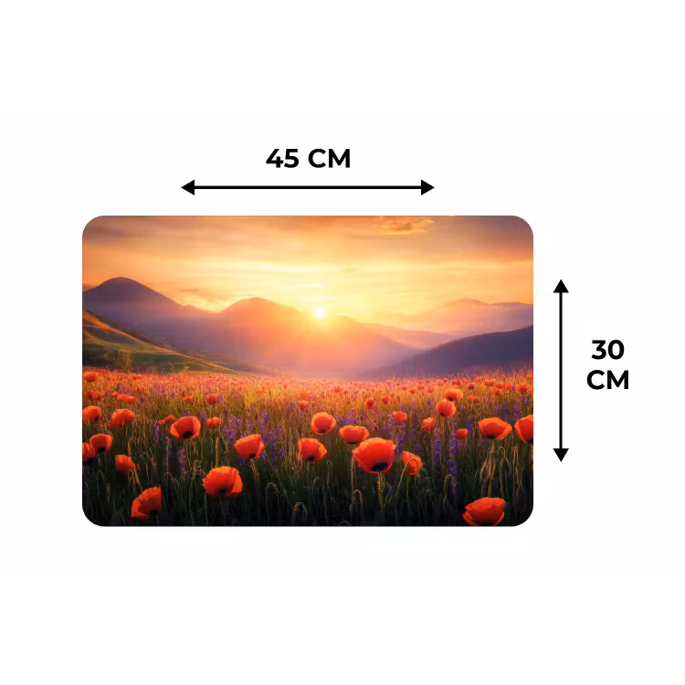 Placemat - 6 stuks - Landschap - Zonsondergang - Bloemenveld — 3