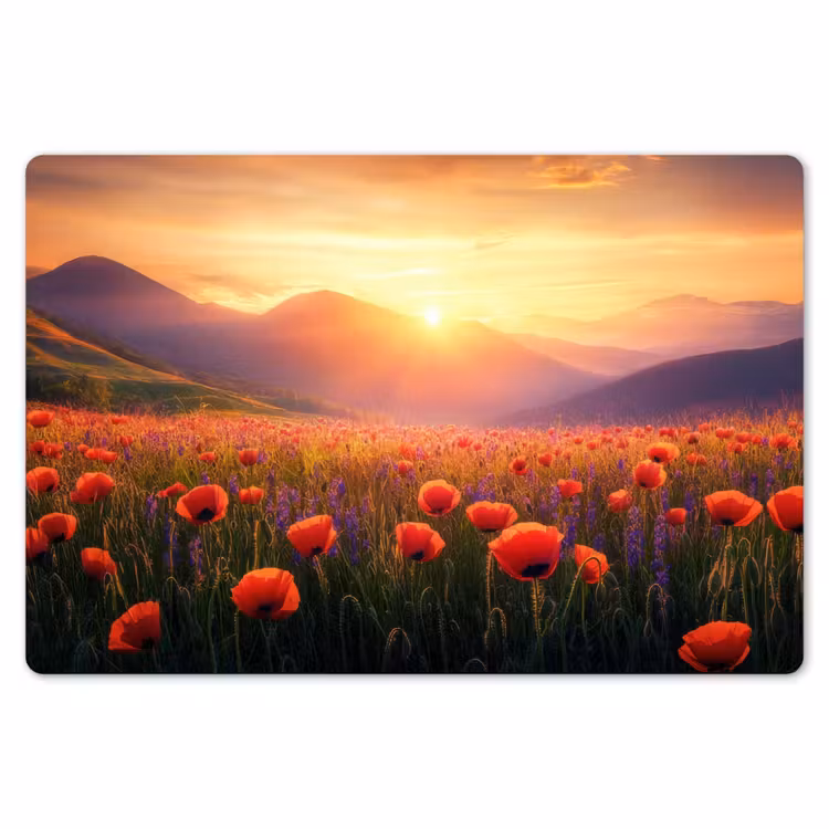 Placemat - 6 stuks - Landschap - Zonsondergang - Bloemenveld — 7