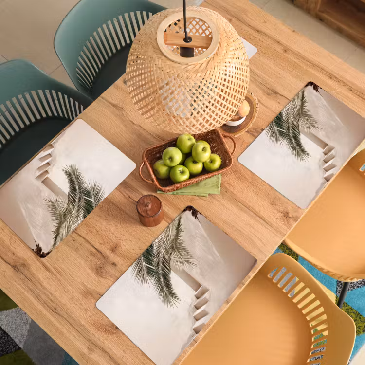 Placemat - 6 stuks - Palmboom - Schaduw - Trap - Beige — 6