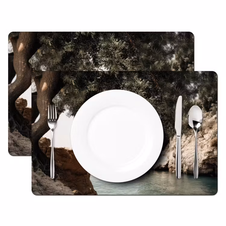 Placemat - 6 stuks - Rotsen - Zee - Boom - Groen — 2