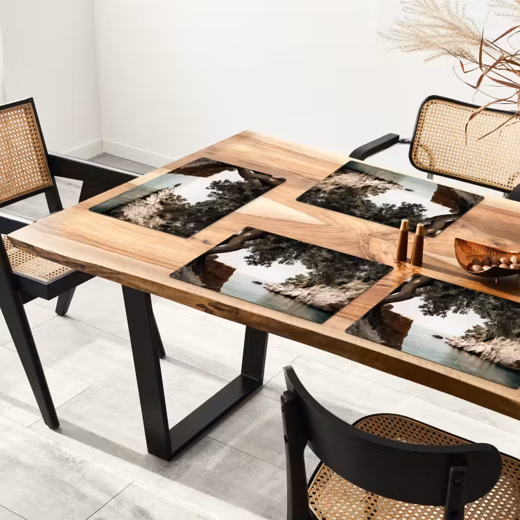 Placemat - 6 stuks - Rotsen - Zee - Boom - Groen — 5
