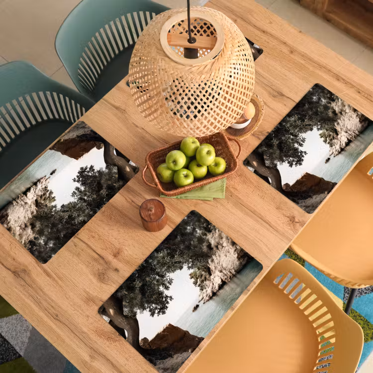 Placemat - 6 stuks - Rotsen - Zee - Boom - Groen — 6