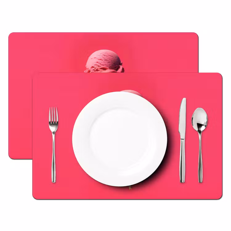 Placemat - 6 stuks - Schepijs - Roze - Hoorntje — 2