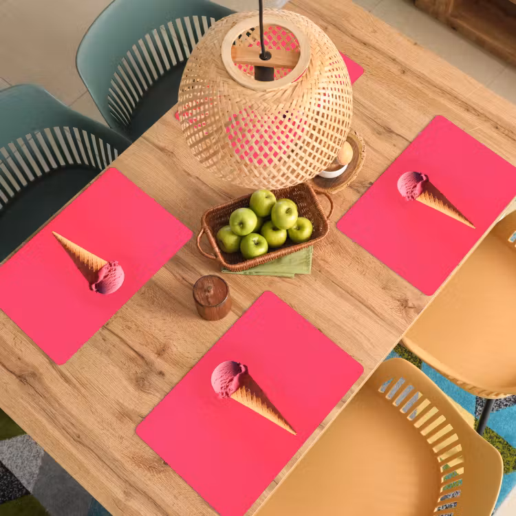 Placemat - 6 stuks - Schepijs - Roze - Hoorntje — 6