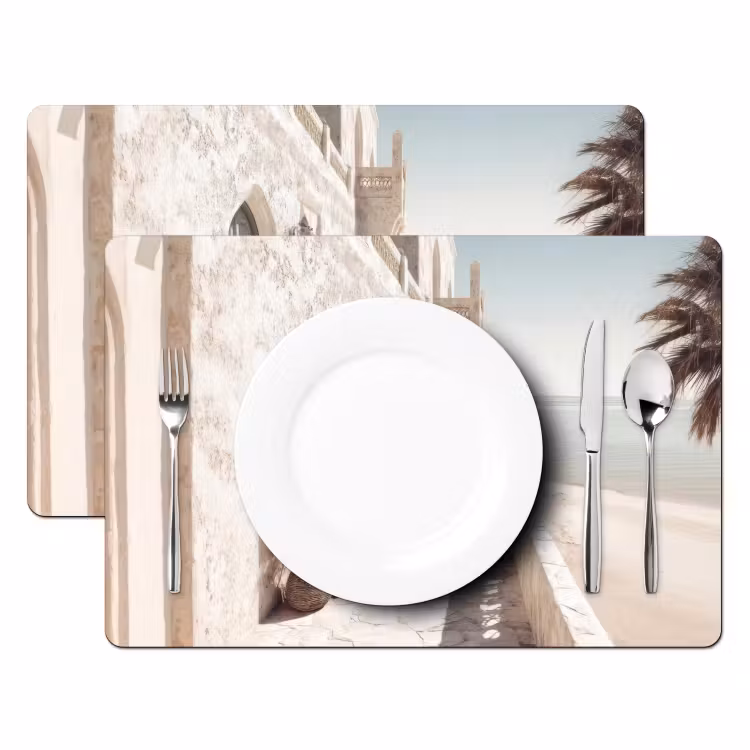 Placemat - 6 stuks - Terras - Stoelen - Strand - Beige — 2