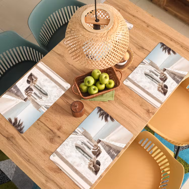Placemat - 6 stuks - Terras - Stoelen - Strand - Beige — 6