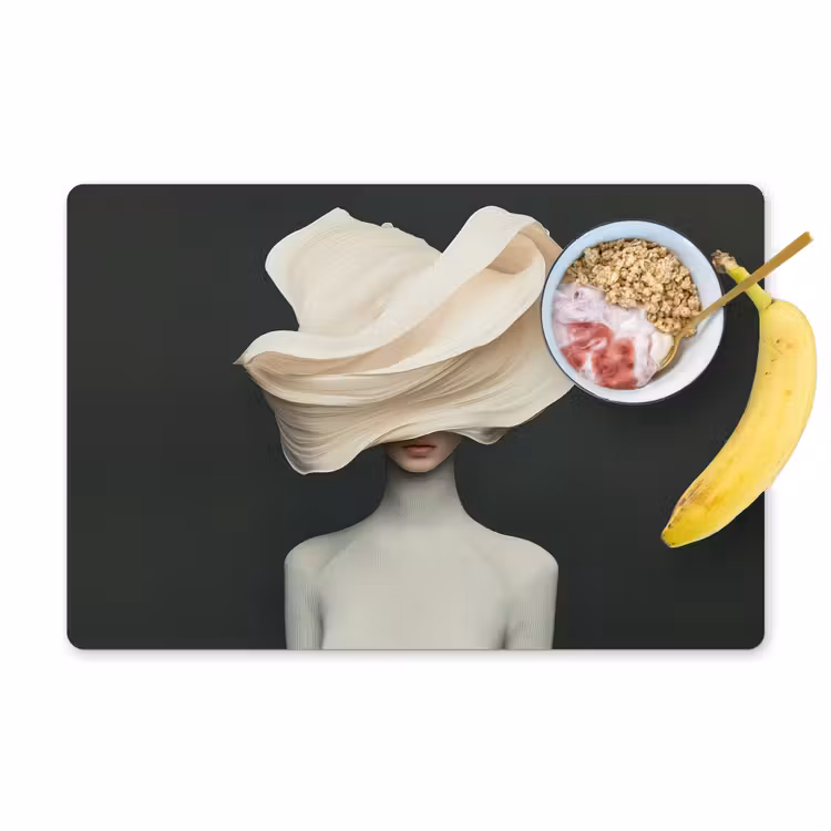 Placemat - 6 stuks - Vrouw - Beige - hoed — 1