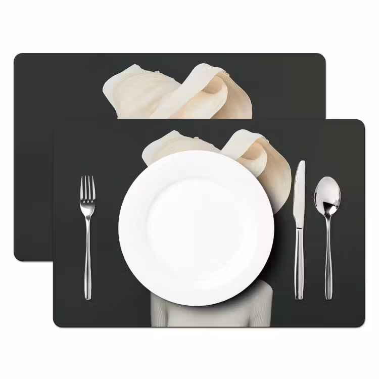 Placemat - 6 stuks - Vrouw - Beige - hoed — 2