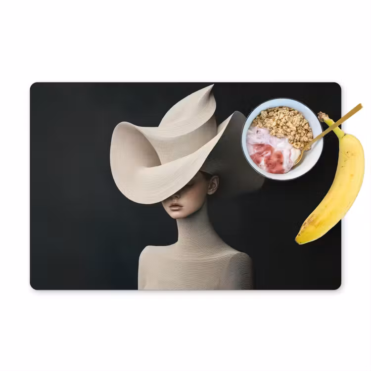 Placemat - 6 stuks - Vrouw - Golvende - Hoed — 1