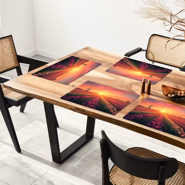 Placemat - 6 stuks - Windmolen - Zonsondergang - Landschap — 5