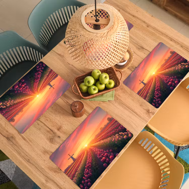 Placemat - 6 stuks - Windmolen - Zonsondergang - Landschap — 6