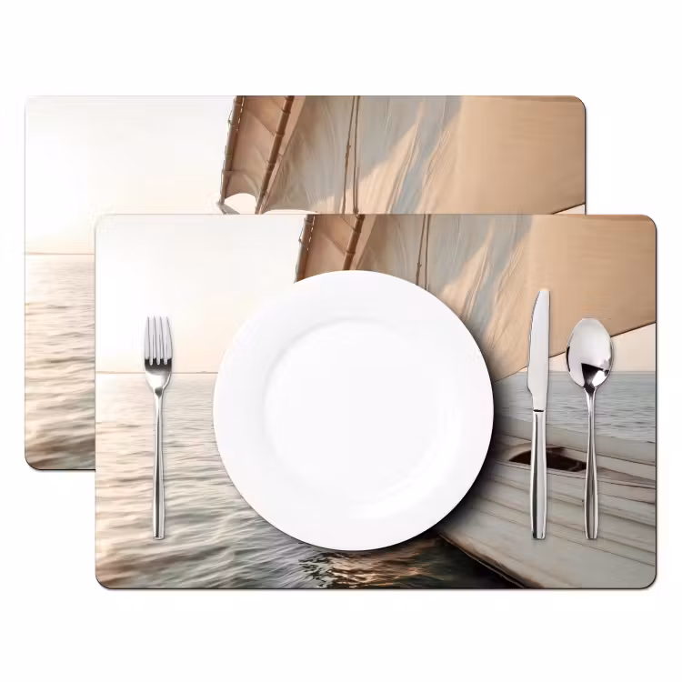Placemat - 6 stuks - Zeilboot - Zee - Beige - Zon — 2
